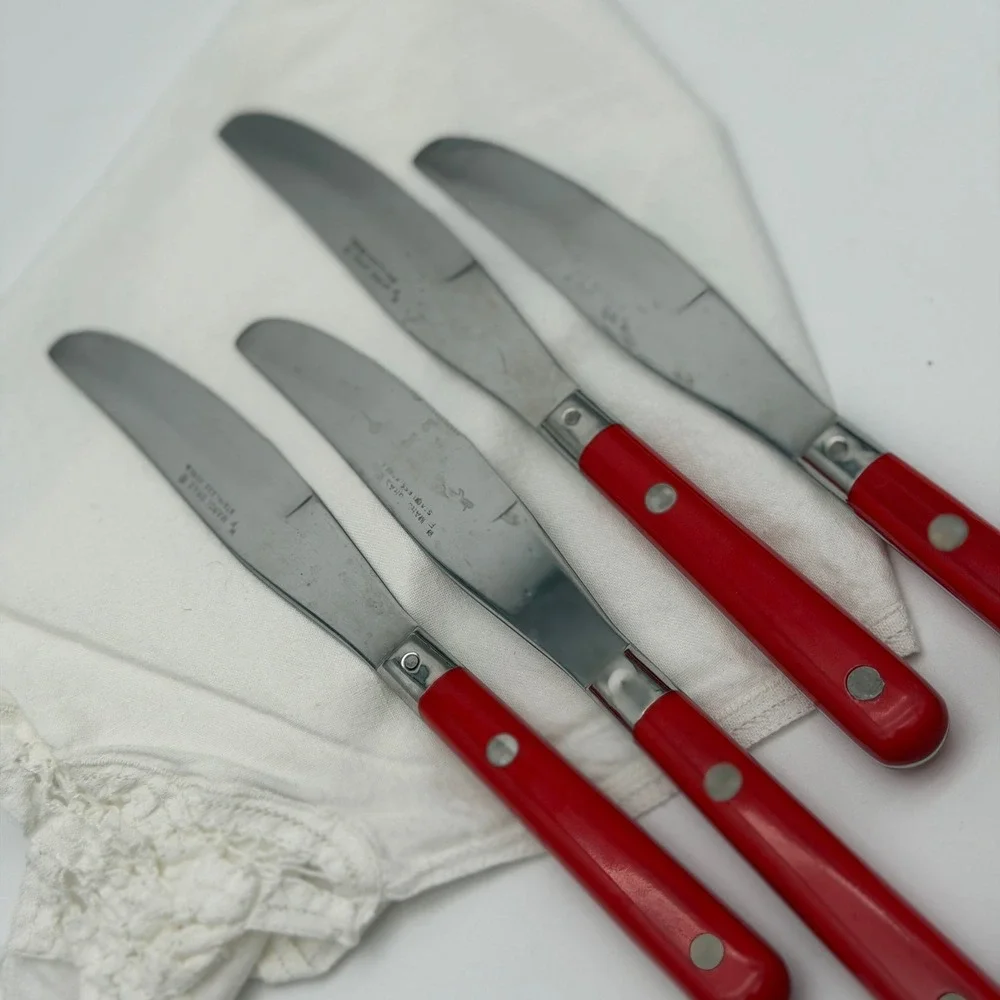 Washington Forge Mardi Gras Red Knives Set of 4 Stainless Steel Korea Rivets